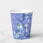 青いアジサイの花が咲く　パーソナライズされた花嫁のシャワー 紙コップ (裏面)