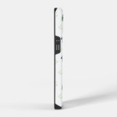 青いアジサイの花と緑の花瓶のフラワーパターン iPhoneケース (右側面)
