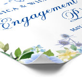 青いアジサイの花のエンゲージメントパーティー看板 ポスター (角)