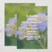 青いアジサイの花のパーティー 招待状 (正面/裏面)