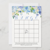 青いアジサイの花のブライダルシャワーのビンゴカード 招待状 (正面)