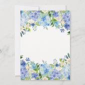 青いアジサイの花のブライダルシャワーのビンゴカード 招待状 (裏面)