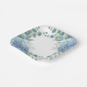 青いアジサイの花のブライダルシャワー ペーパープレート (傾斜あり)