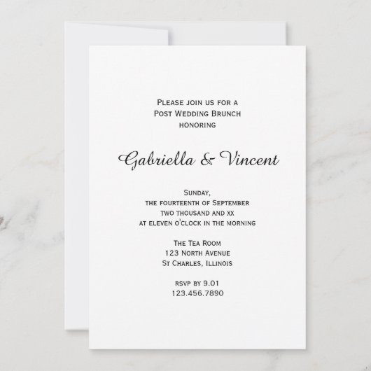 青いアジサイの花のポストの結婚式のブランチ 招待状 (裏面)