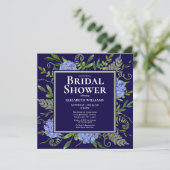 青いアジサイの花の水彩ウェディングシャワー 招待状 (スタンド正面)