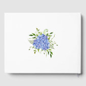 青いアジサイの花の水彩ウェディング ゲストブック (裏面)