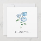 青いアジサイの花の絵の感謝カード 招待状 (正面)