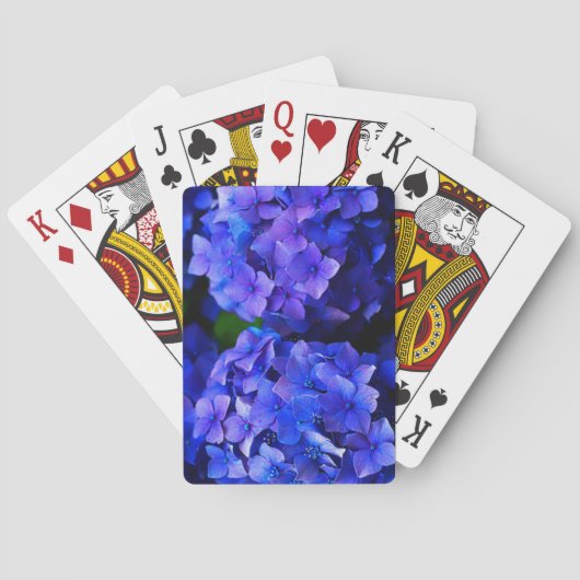 青いアジサイの花デザイナー トランプ (裏面)