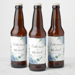 青いアジサイの花嫁衣装 ビールラベル