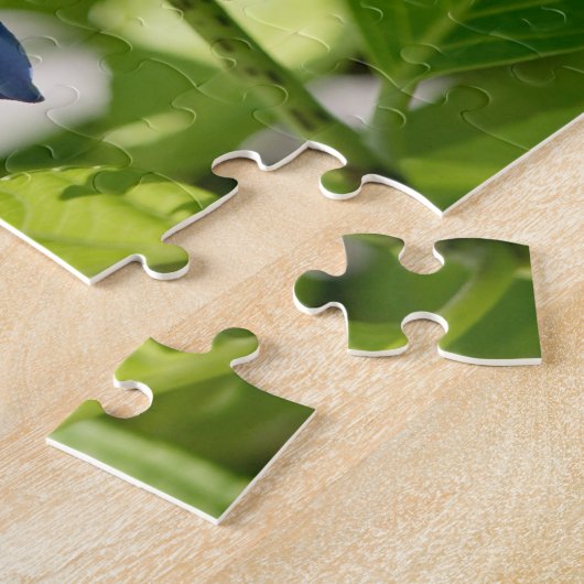 青いアジサイの花柄 ジグソーパズル (側面)