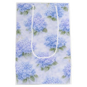 青いアジサイの花柄 ミディアム ギフトバッグ (裏面)