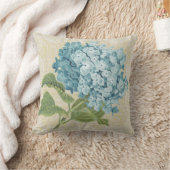 青いアジサイ及びレースの花のヴィンテージの枕 クッション (ブランケット)