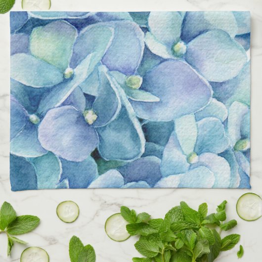 青いアジサイ キッチンタオル (折り畳み)