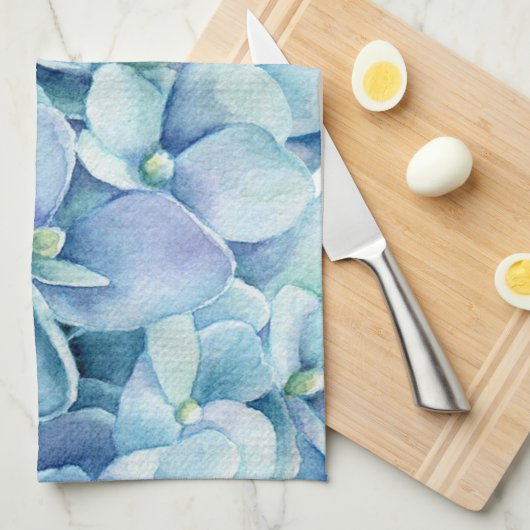 青いアジサイ キッチンタオル (四つ折り)