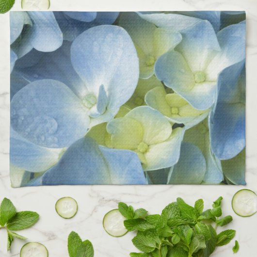 青いアジサイ キッチンタオル (折り畳み)