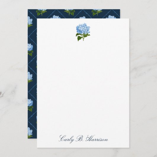 青いアジサイ グランミレニアル パーソナライズ ノート 招待状 (正面/裏面)
