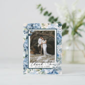 青いアジサイ | 写真付き感謝メッセージ ポストカード (スタンド正面)