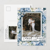 青いアジサイ | 写真付き感謝メッセージ ポストカード (正面/裏面)