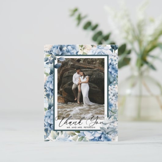 青いアジサイ | 感謝の写真 ポストカード (スタンド正面)