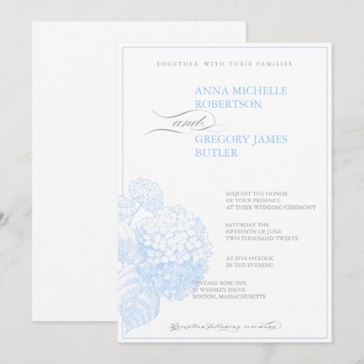 青いアジサイ 招待状 (正面/裏面)