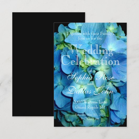 青いアジサイ 招待状 (正面/裏面)