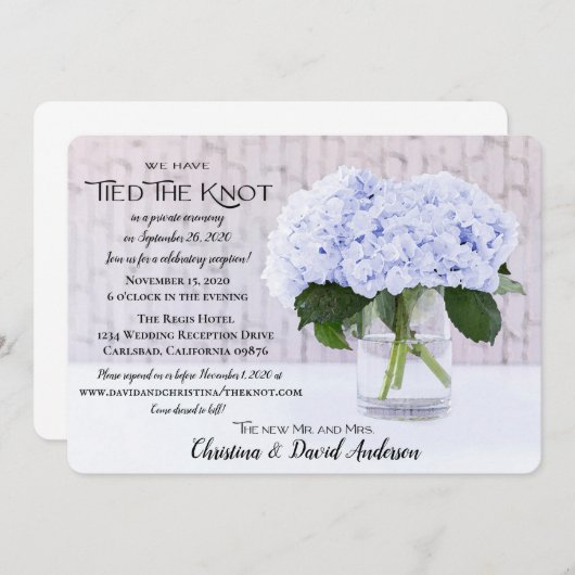 青いアジサイ　私たちは結ばれた 招待状 (正面/裏面)