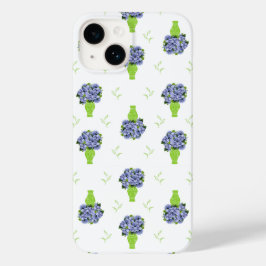 青いアジサイ 緑の花瓶 海岸風パターン Case-Mate iPhone 14ケース