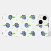 青いアジサイ 緑の花瓶 海岸風パターン Case-Mate iPhoneケース (裏面 (横))