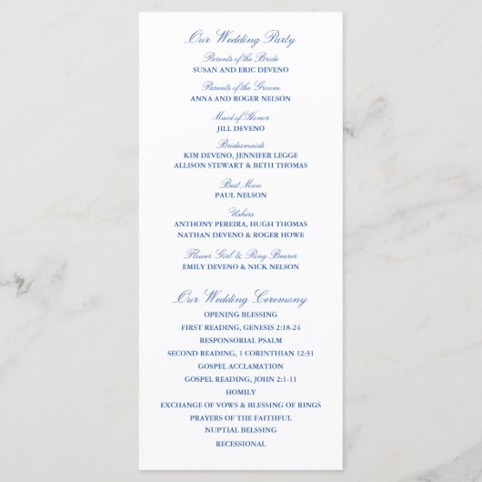 青いアディロンドバックチェア | 式典プログラム プログラム (裏面)