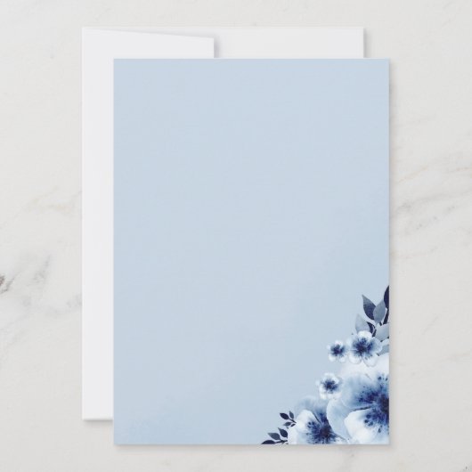 青いアネモネのゾウの水彩画 シップ・アンド・シー 招待状 (裏面)