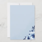 青いアネモネの水色の赤ちゃんシャワーを持つ象 招待状 (裏面)