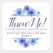 青いアネモネの花結婚アート私に花びら スクエアシール (正面)