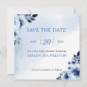 青いアネモネを持つゾウ男の子のシャワー セーブザデート (裏面)