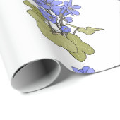 青いアネモネオンホワイト ラッピングペーパー (ロールコーナー)