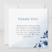 青いアネモネスの男の子の赤ちゃんシャワーを持つ象 サンキューカード (裏面)
