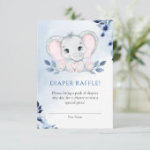 青いアネモンスの男の子おむつラッフル付き象 エンクロージャーカード (スタンド正面)