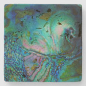 青いアバロン貝殻 ストーンコースター (正面)