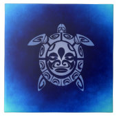 青いアフリカの種族のマスクのウミガメ タイル (正面)