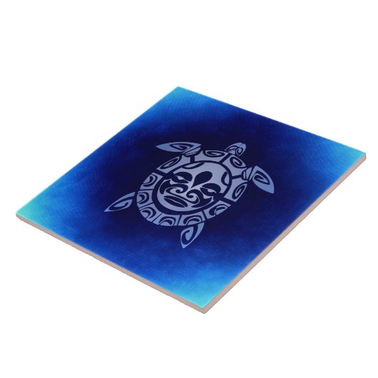 青いアフリカの種族のマスクのウミガメ タイル (側面)