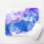 青いアメジスト水色金ゴールドグリッターカスタマイズ マウスパッド (マウス)