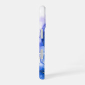 青いアメジスト金ゴールドアルコールインクカスタマイズ可能 iPhone 16ケース (右側面)