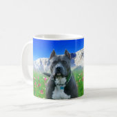青いアメリカのピット・ブルテリア、穂先のピーク コーヒーマグカップ (正面左)