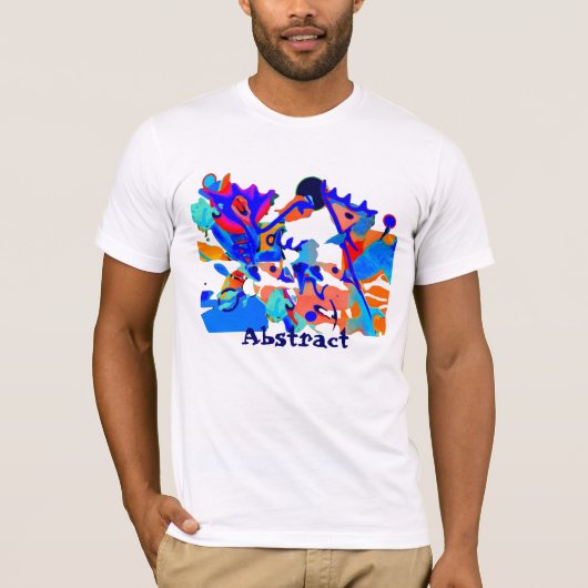 青いアメリカヘラジカのTシャツ、抽象芸術 Tシャツ (正面)