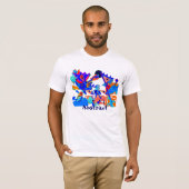 青いアメリカヘラジカのTシャツ、抽象芸術 Tシャツ (正面フル)