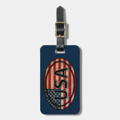 青いアメリカ愛国国旗の荷物タグ ラゲッジタグ (正面縦)