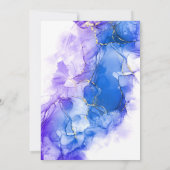 青いアルコールインクの冬のゴールド ブライダルシャワー 招待状 (裏面)