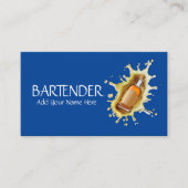 青いアルコール飲料のボトルのしぶきのバーテンダーのMixologist 名刺 (正面)