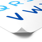 青いアルファベットの大きな文字の教師、子供部屋 ポスター (角)