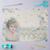 青いアンティークヴィンテージビクトリアンフローラの分離 薄葉紙 (クラフト)