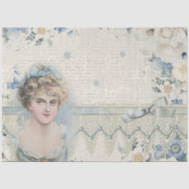 青いアンティークヴィンテージビクトリアンフローラの分離 薄葉紙